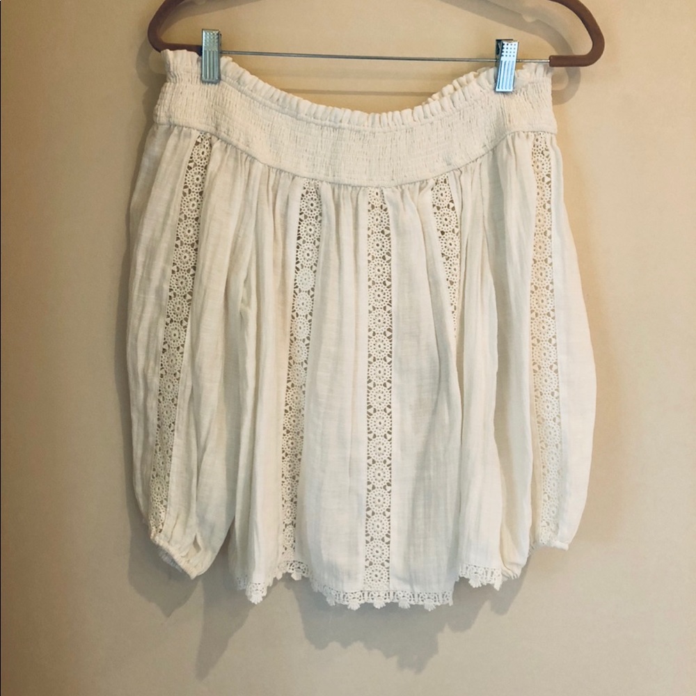 NWOT White eyelet off shoulder top - size Small